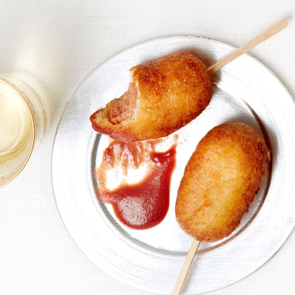 Mini Corn Dogs with Cranberry Mustard