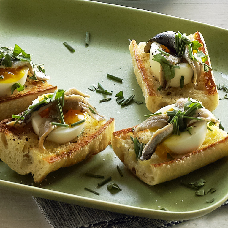 Egg and Anchovy Crostini
