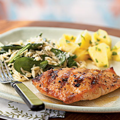Grilled Salmon with Apricot-Mustard Glaze