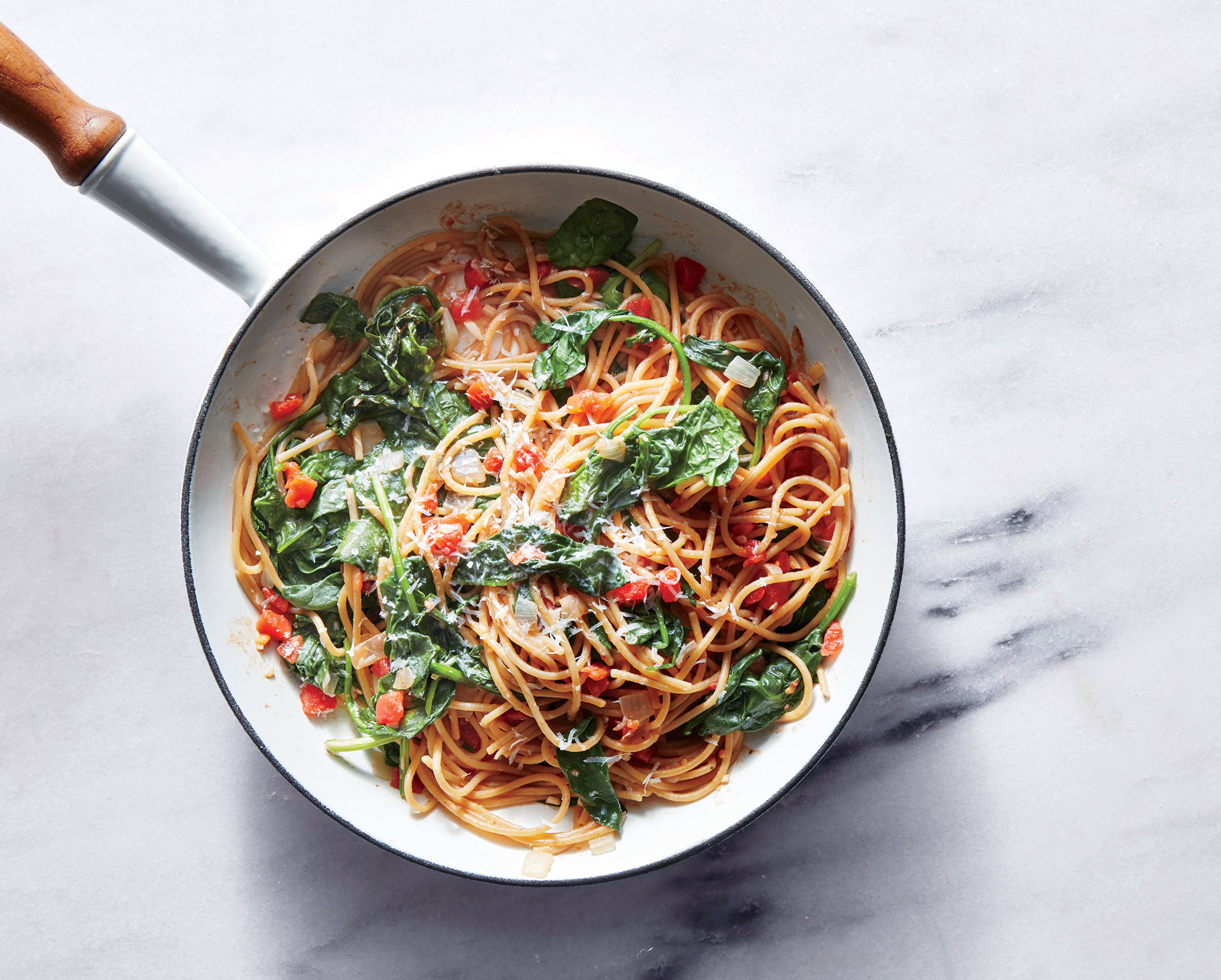 One-Pot Pasta with Spinach and Tomatoes