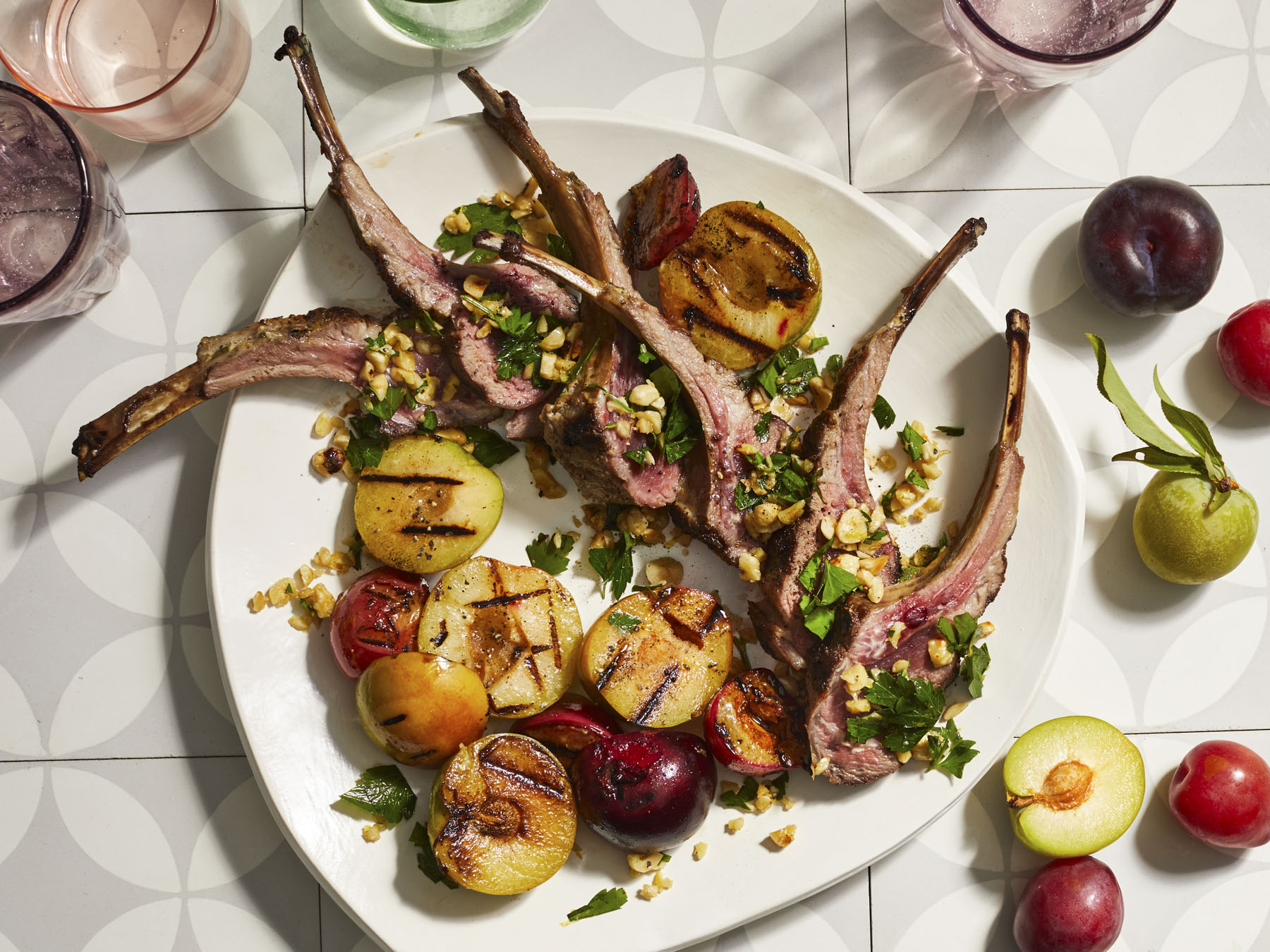 mr-Grilled Lamb Chops With Plums and Hazelnut Gremolata Image